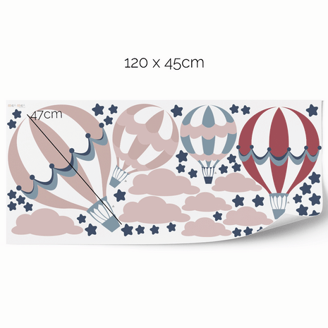 Hot air balloons wall stickers - Up, up and away (pink)