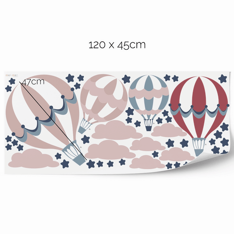 Hot air balloons wall stickers - Up, up and away (pink)