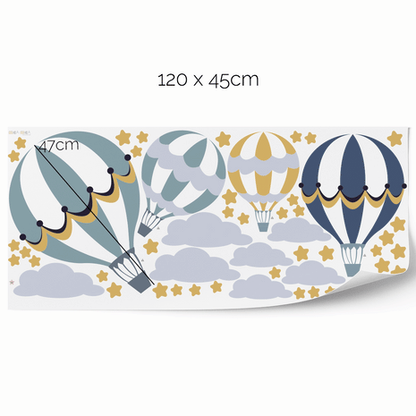 Hot air balloons wall stickers - Up, up and away (blue)