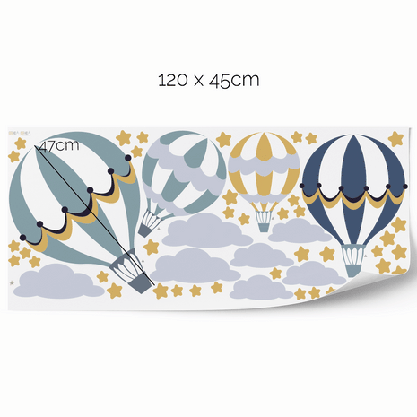 Hot air balloons wall stickers - Up, up and away (blue)