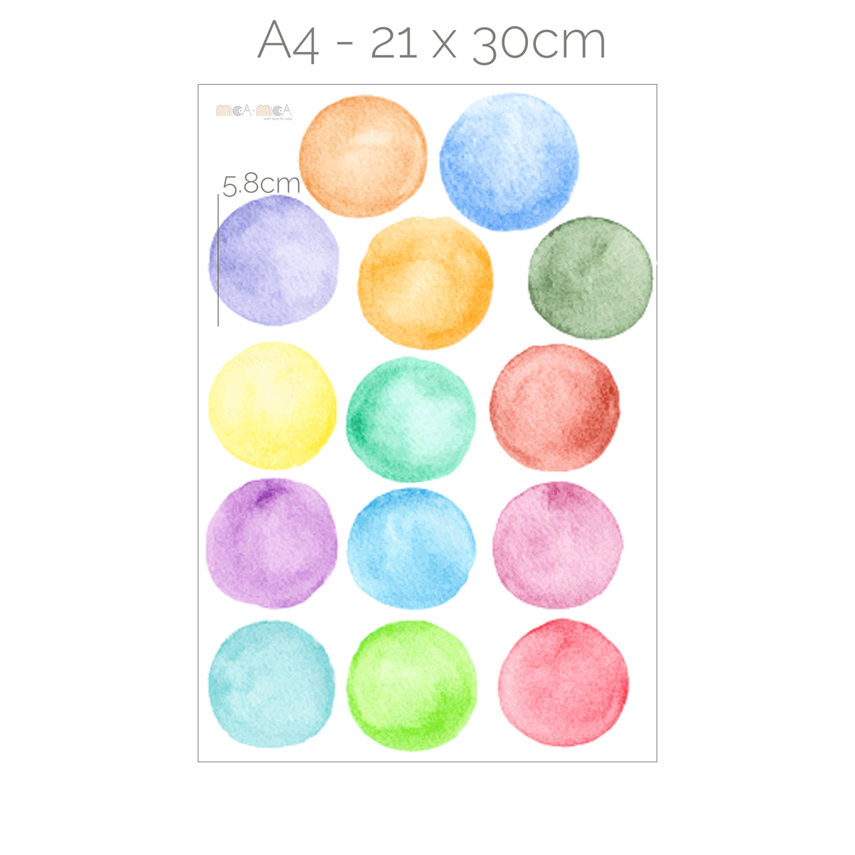 Dot wall stickers - Colourful watercolour dots