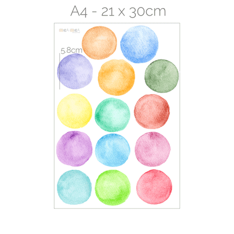 Wandtattoo Punkte - Bunte Aquarell-Punkte