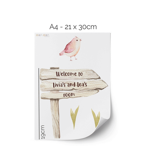 Woodland wall stickers - Personalised forest signpost