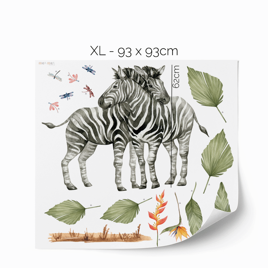 Wandtattoo Dschungel - Tropische Safari - Zebras