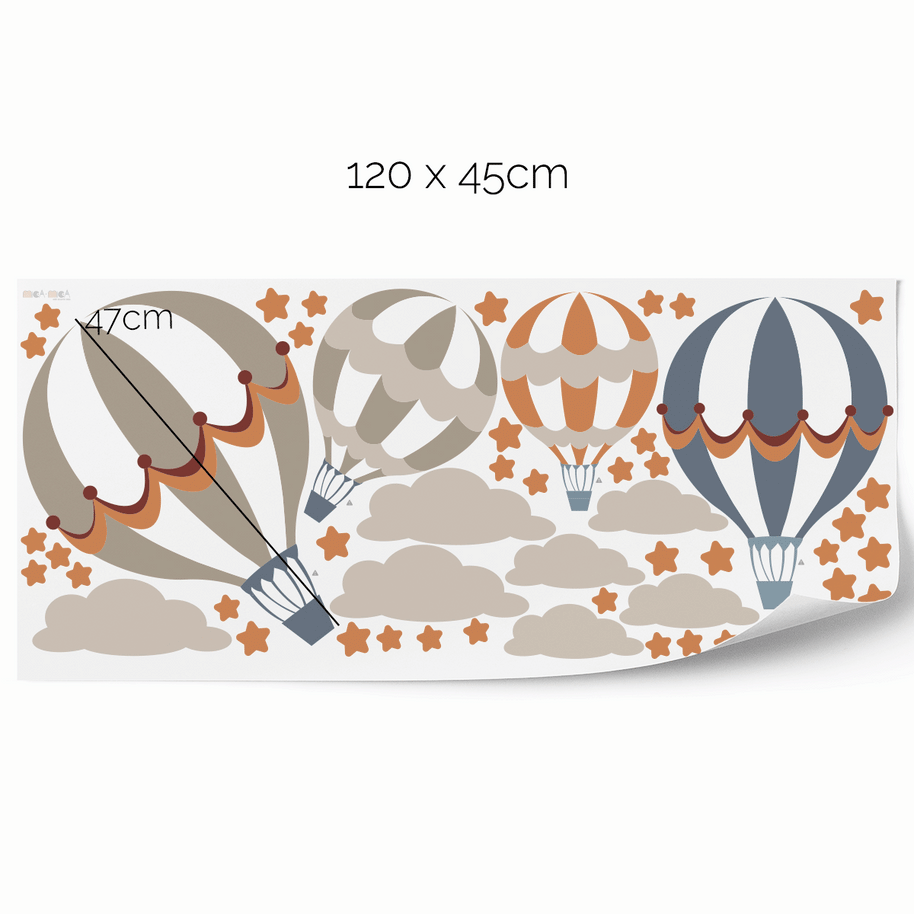 Hot air balloons wall stickers - Up, up and away (mustard)