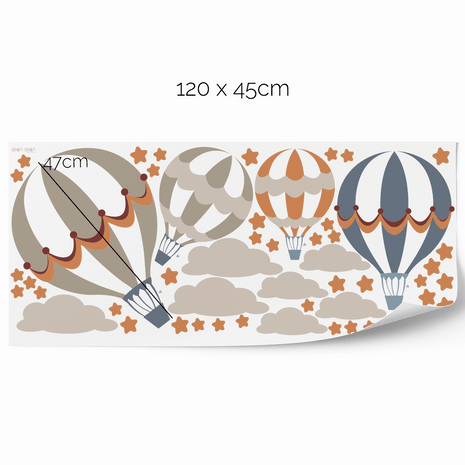 Hot air balloons wall stickers - Up, up and away (mustard)