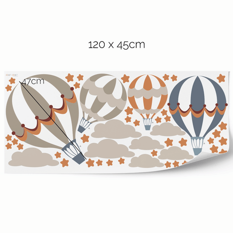 Hot air balloons wall stickers - Up, up and away (mustard)