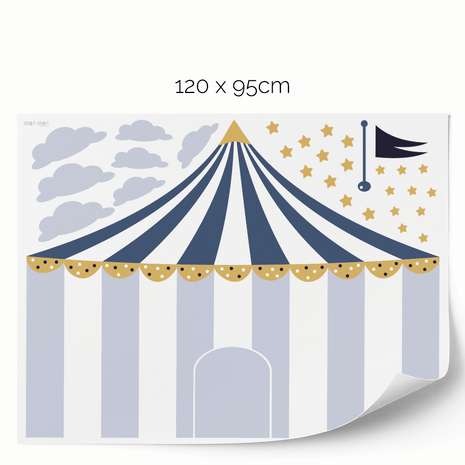 Circus wall stickers - Up, up and away (blue)