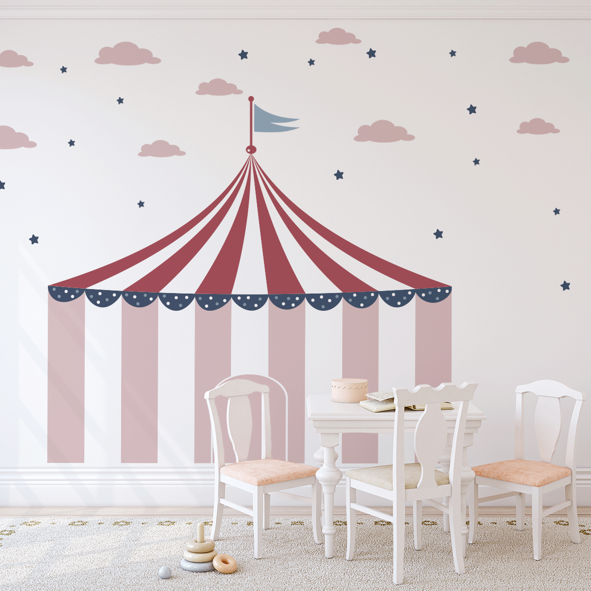 Circus wall stickers - Up, up and away (pink)