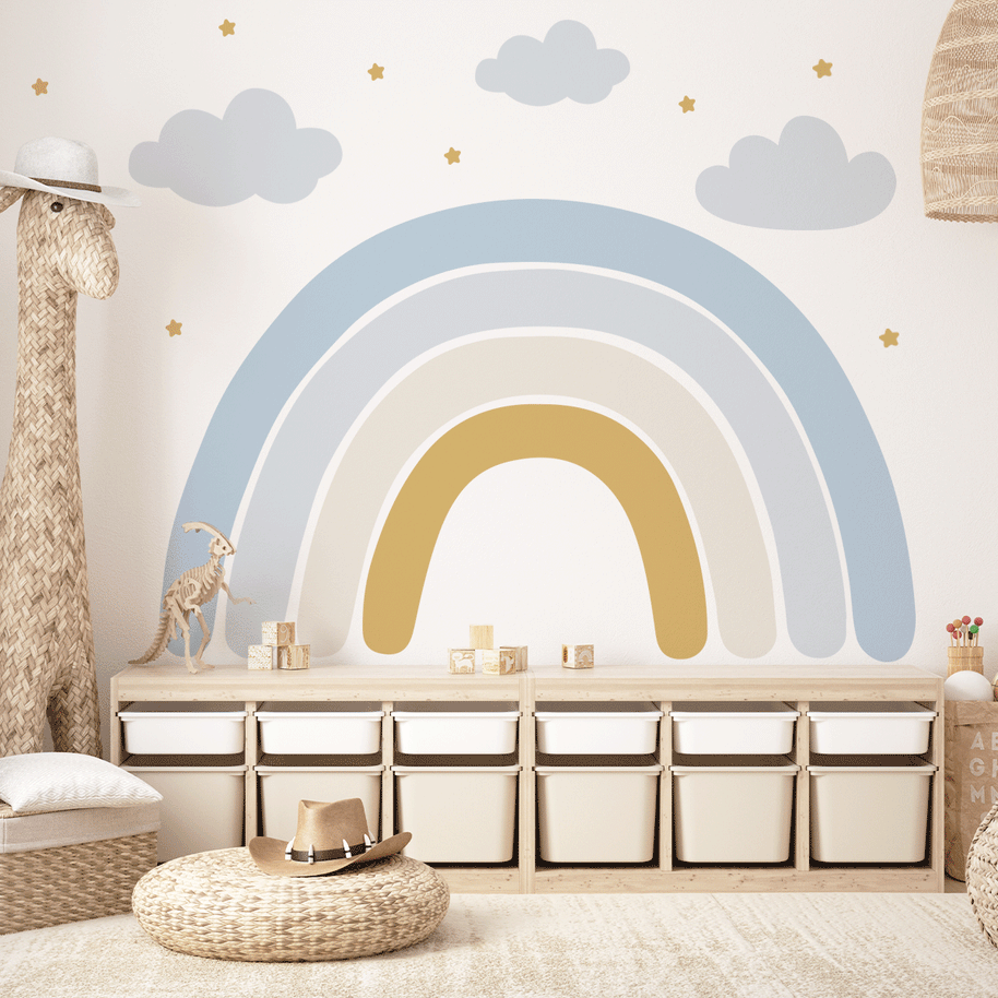 Wandtattoo Regenbogen (Blau Senf)