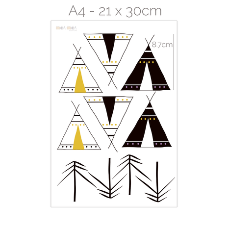 Wandtattoo Wigwam und Kiefernwald