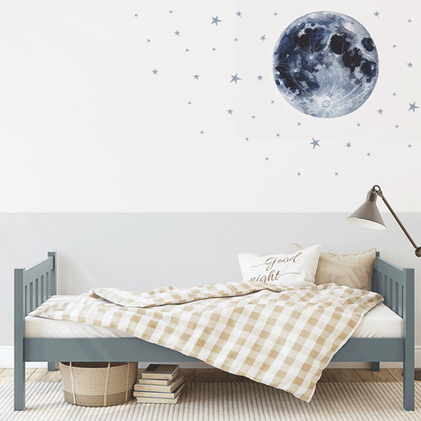 Wandtattoo Weltraum - Mond mit Sternen