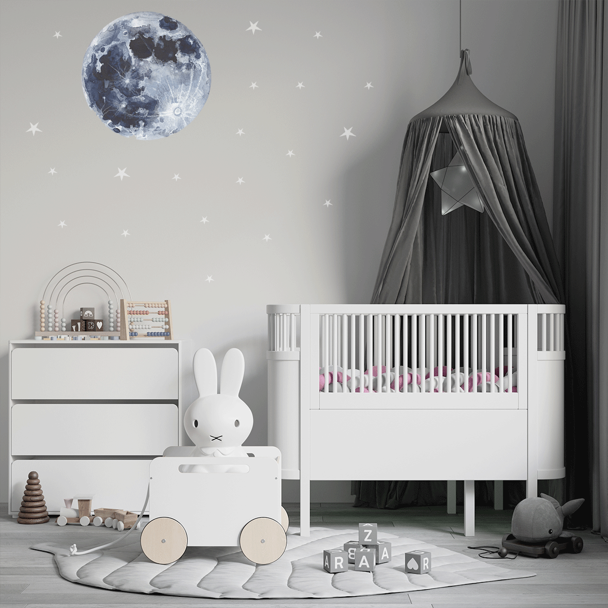 Space wall sticker - Moon with stars