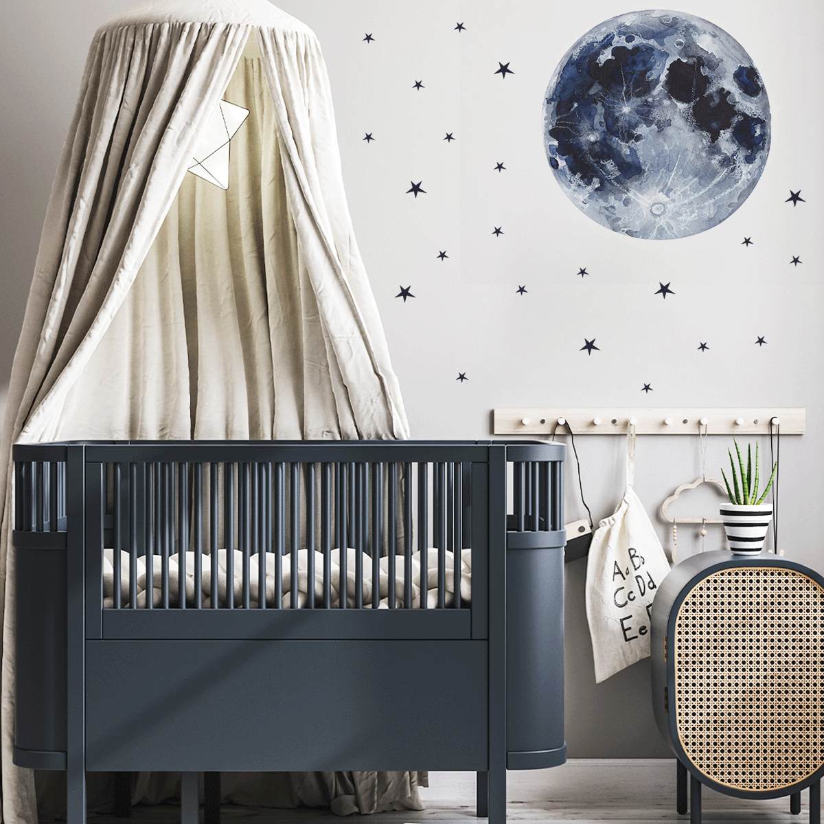 Space wall sticker - Moon with stars