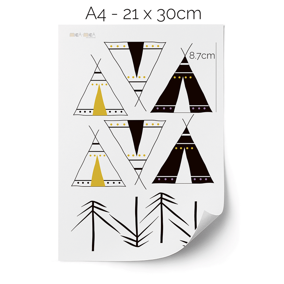 Wandtattoo Wigwam und Kiefernwald
