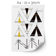 Wandtattoo Wigwam und Kiefernwald