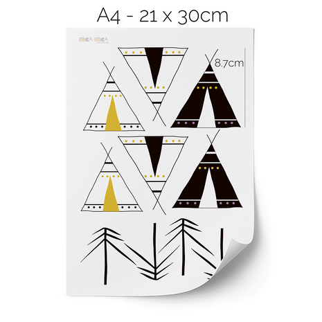 Wandtattoo Wigwam und Kiefernwald
