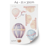 Wandtattoo Heißluftballons und Wolken