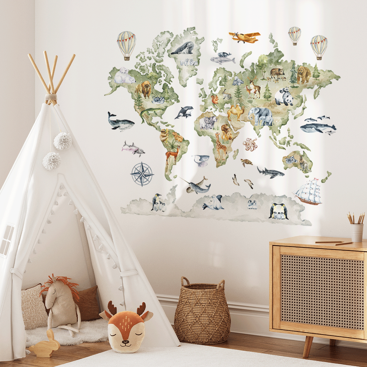 Wall Decals World Map JustLikeWood 3D Wooden World Map Wall Art, Prime