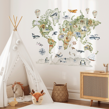 World map wall sticker - Watercolour world map