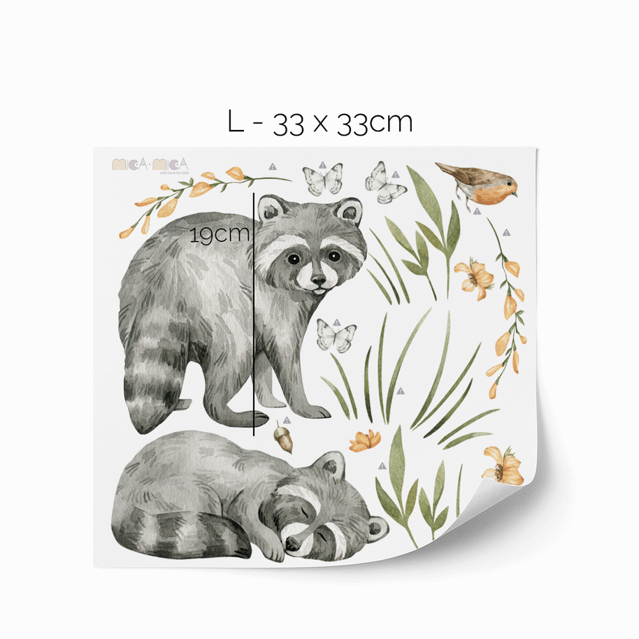 Woodland wall stickers - Magical forest - raccoons
