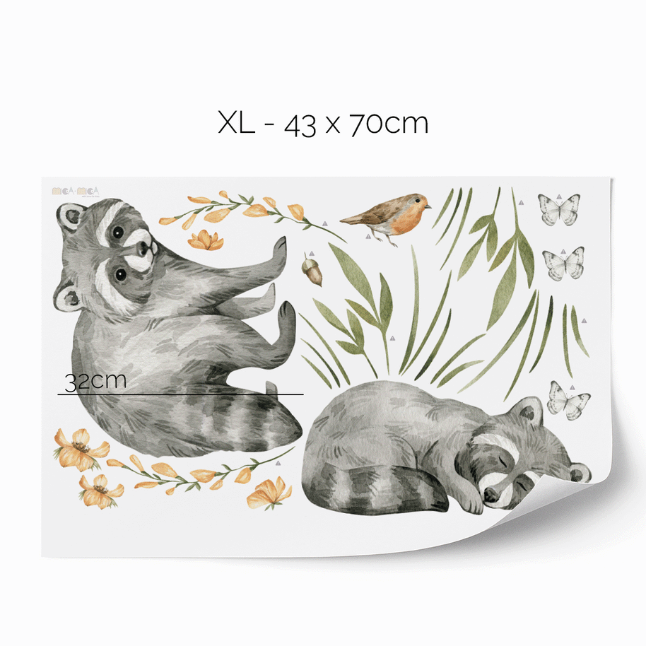 Woodland wall stickers - Magical forest - raccoons