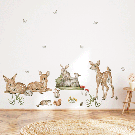 Wandtattoo Waldtiere - Magischer Wald - Rehe