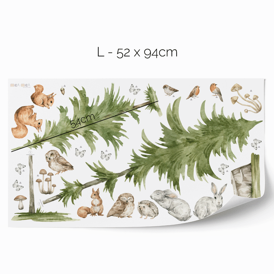 Wandtattoo Waldtiere - Magischer Wald - Bäume und Waldtiere
