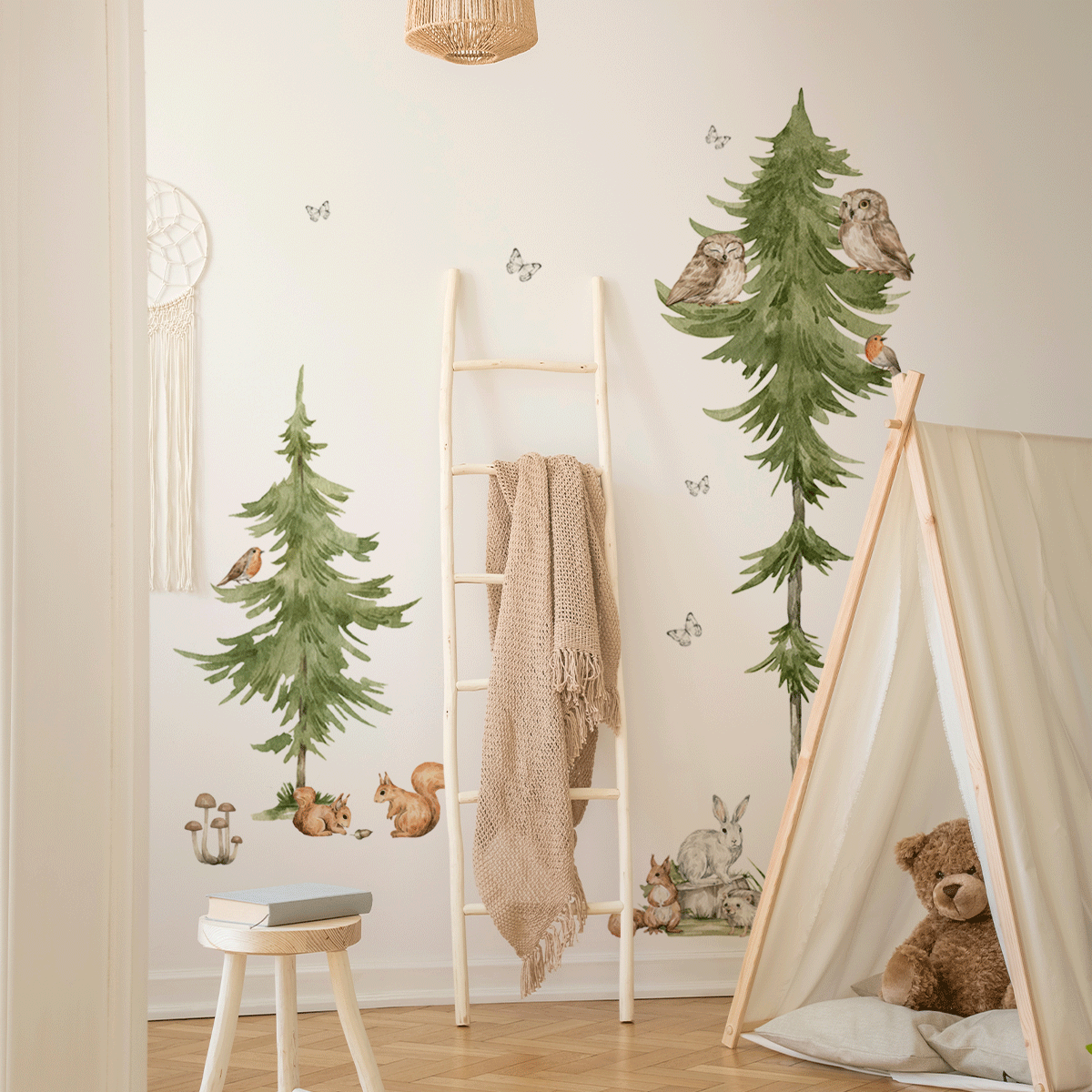 Woodland wall stickers - Magical forest - trees with forest animals