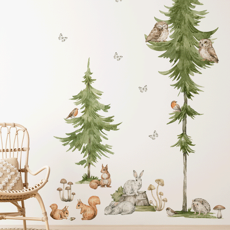 Wandtattoo Waldtiere - Magischer Wald - Bäume und Waldtiere