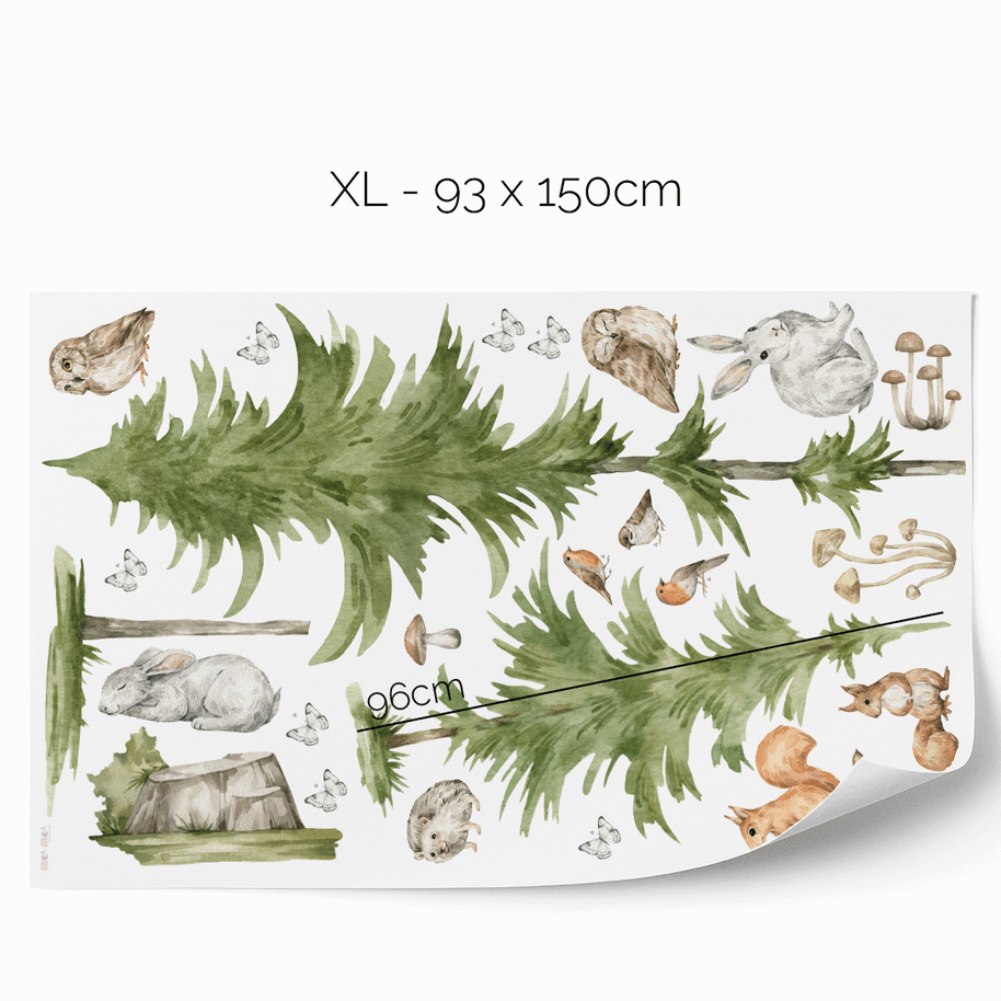 Wandtattoo Waldtiere - Magischer Wald - Bäume und Waldtiere