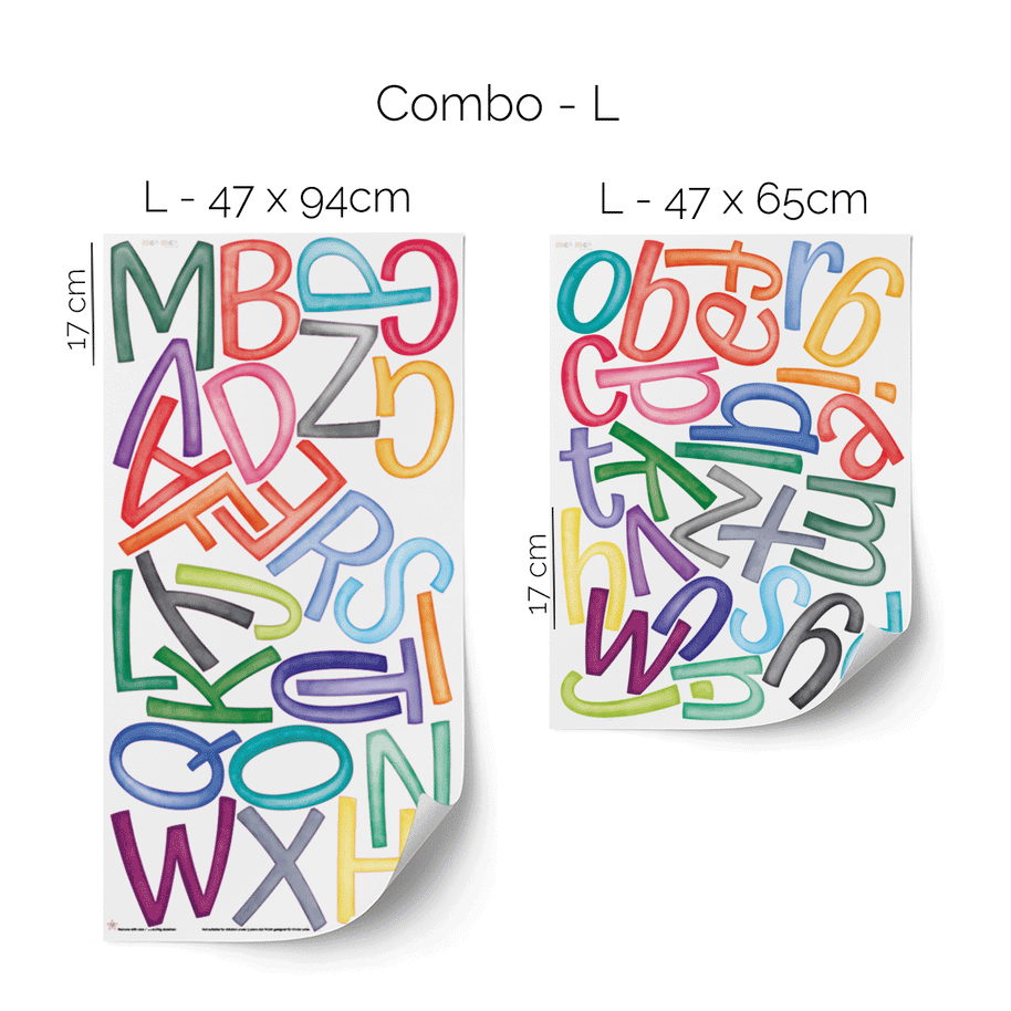 ABC alphabet wall stickers - Upper- & lowercase