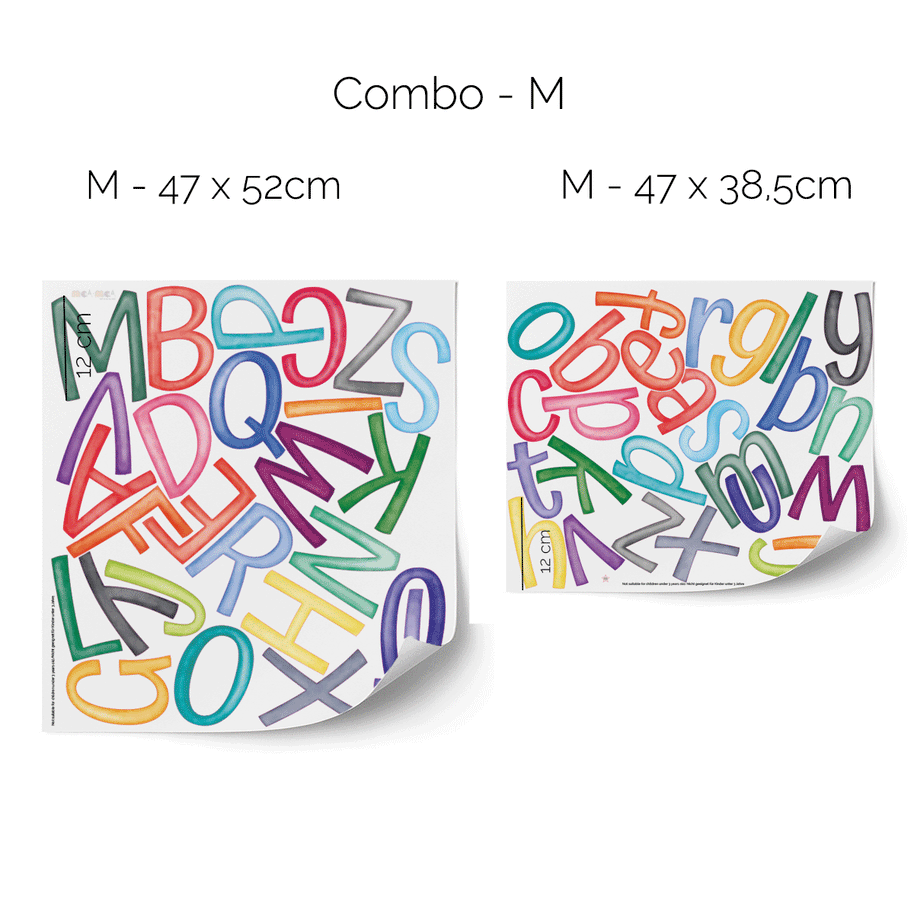 ABC alphabet wall stickers - Upper- & lowercase