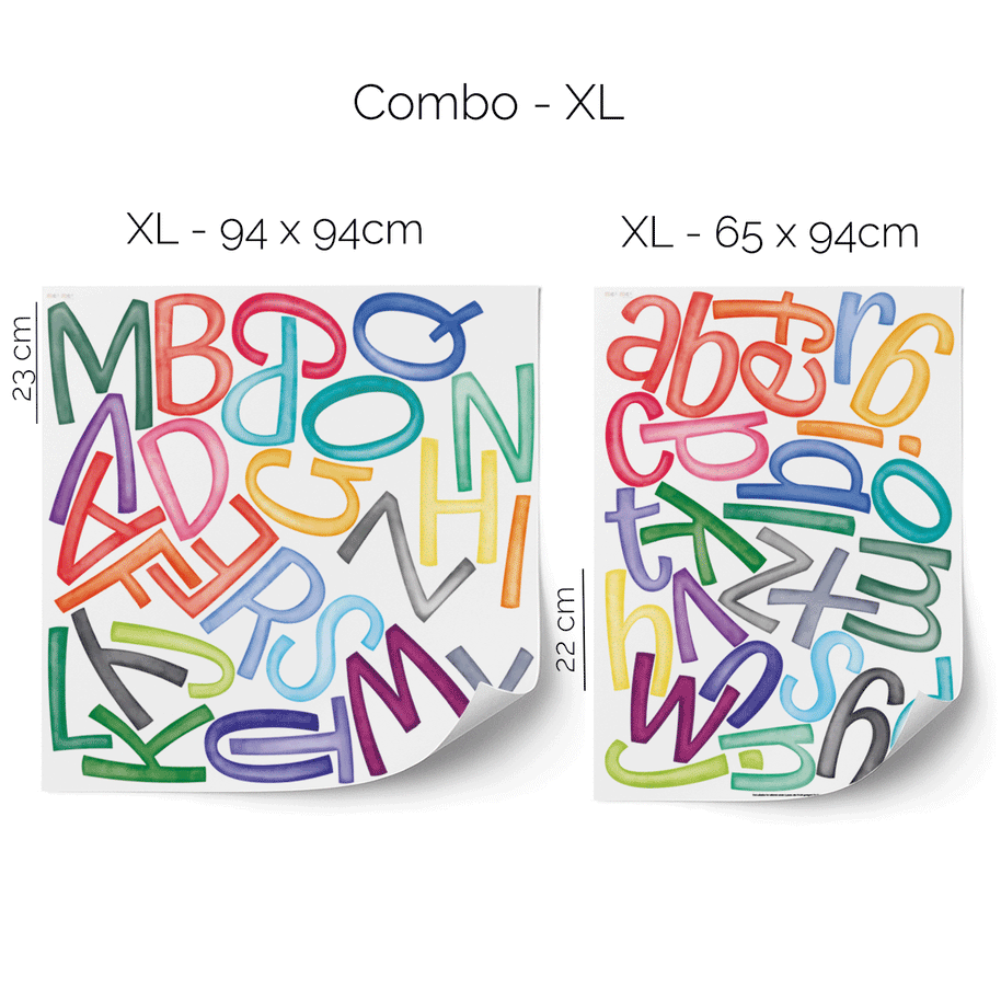 ABC alphabet wall stickers - Upper- & lowercase