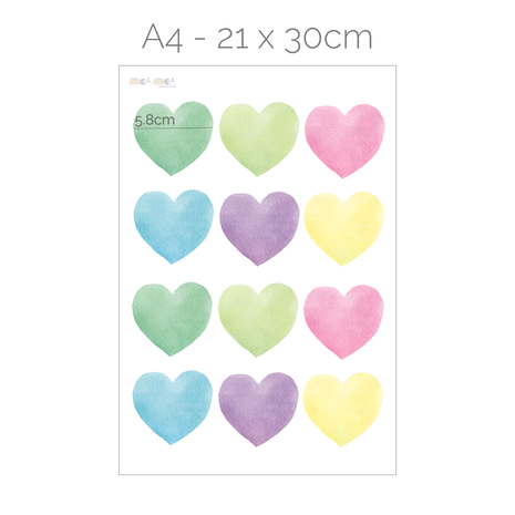 Wandtattoo Herzen - Bunte Aquarell-Herzen