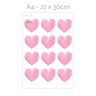 Hearts wall stickers - Pink watercolour hearts