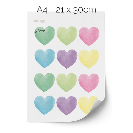 Wandtattoo Herzen - Bunte Aquarell-Herzen