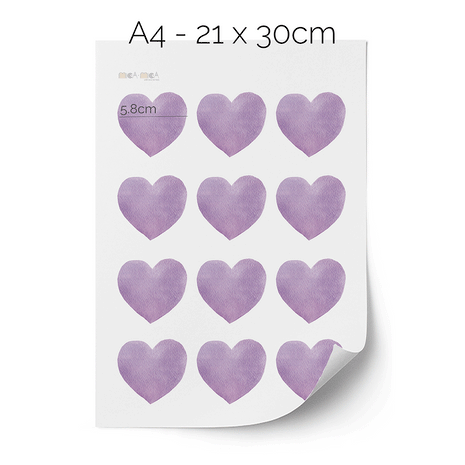 Wandtattoo Herzen - Lila Aquarell-Herzen