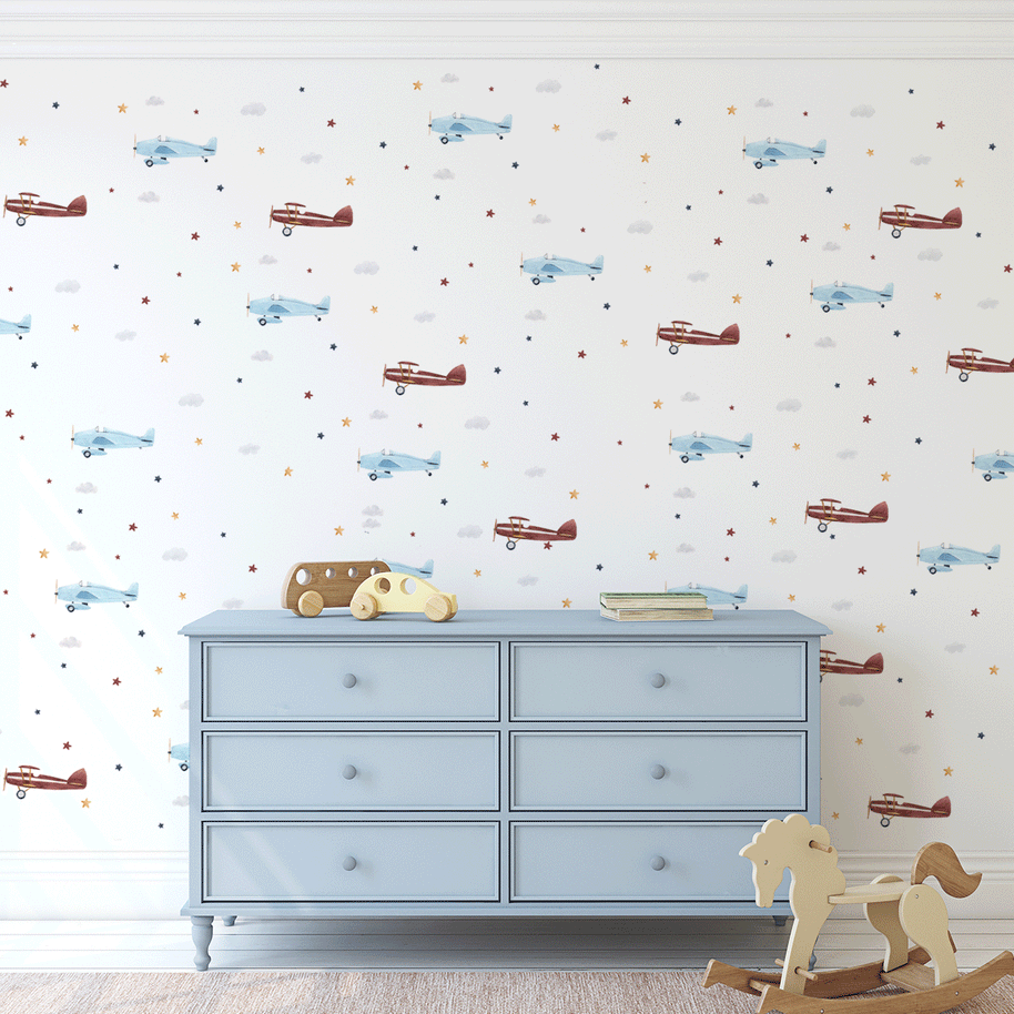 Airplane wall stickers (blue & brown)