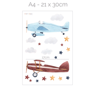 Airplane wall stickers (blue & brown)