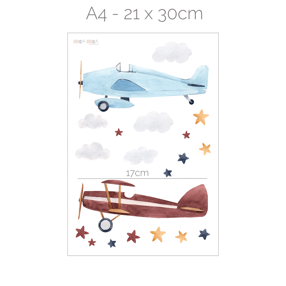 Airplane wall stickers (blue & brown)
