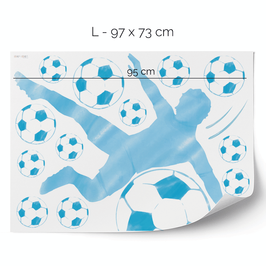 Football wall sticker - Scissor kick (blue)