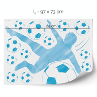 Football wall sticker - Scissor kick (blue)