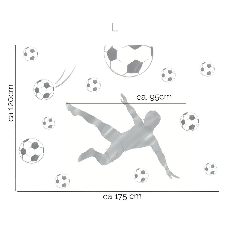 Wandtattoo Fußball – Fußballer Seitfallzieher (grau)