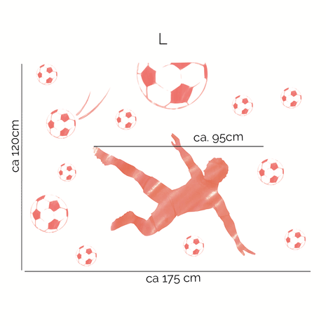 Wandtattoo Fußball – Fußballer Seitfallzieher (rot)