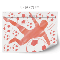Football wall sticker - Scissor kick (red)
