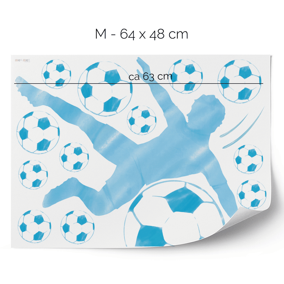 Football wall sticker - Scissor kick (blue)