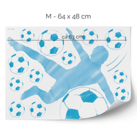 Football wall sticker - Scissor kick (blue)