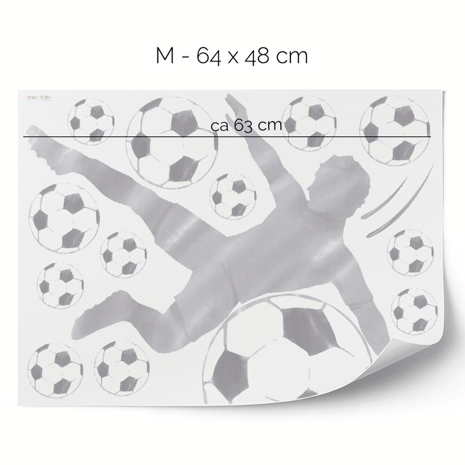 Wandtattoo Fußball – Fußballer Seitfallzieher (grau)