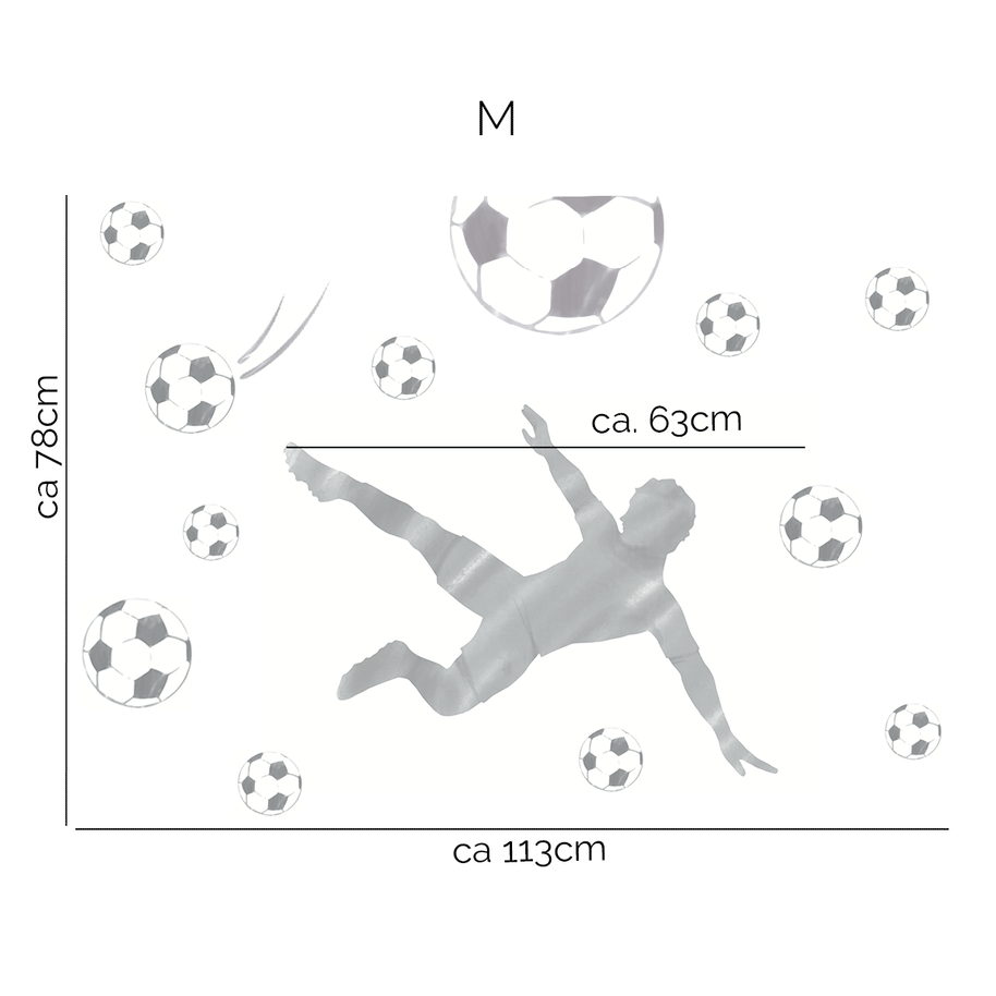 Wandtattoo Fußball – Fußballer Seitfallzieher (grau)